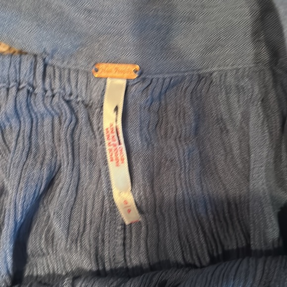 NWOT FREE PEOPLE sliver of light wide leg tie sides pants in blue size S/M - Picture 7 of 12